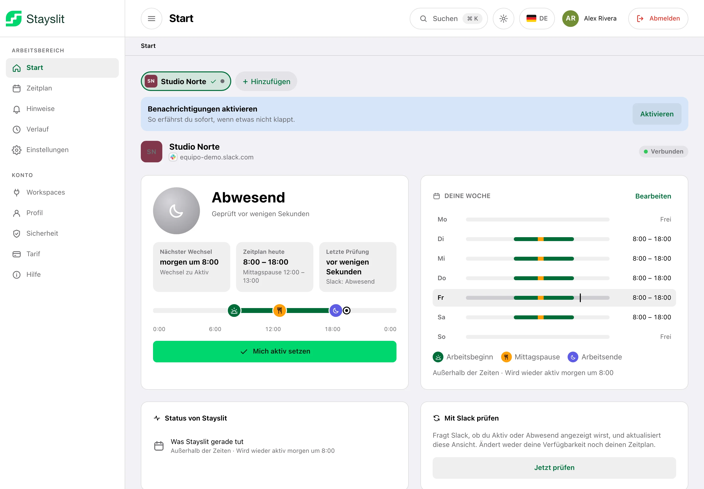 Echte App-Ansichten · Beispieldaten