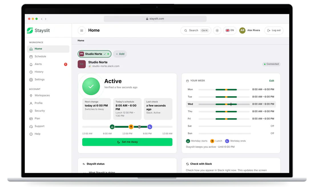 Real app screens · demo data · Active