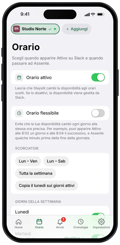Schermate reali · dati dimostrativi · Pianificazione